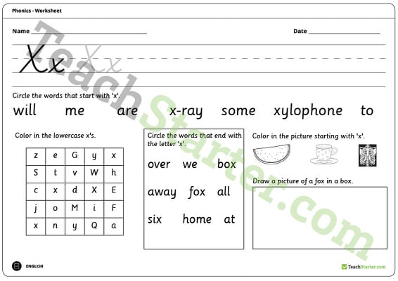 Letter Xx - Alphabet Worksheet teaching resource