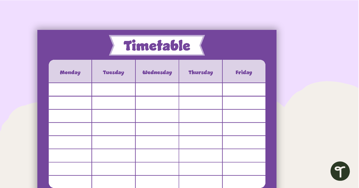 Plain Purple - Weekly Timetable teaching resource