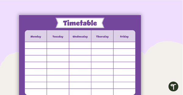 Go to Plain Purple - Weekly Timetable teaching resource
