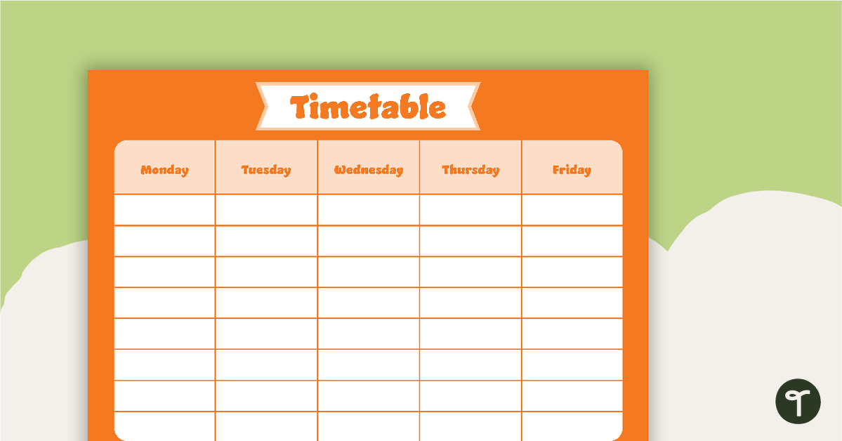 Plain Orange - Weekly Timetable teaching resource