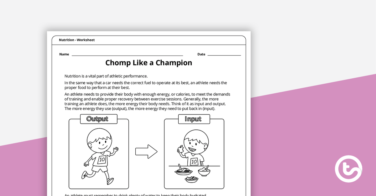 Chomp Like a Champion - Worksheet teaching resource