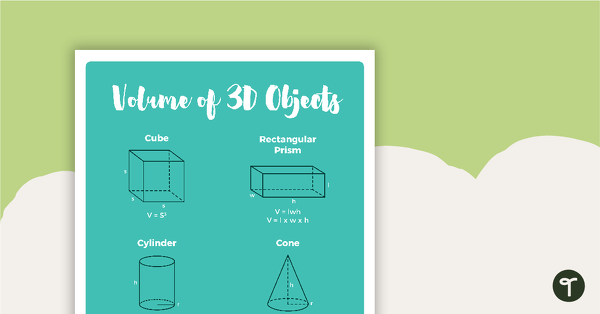 Volume of 3D Objects Poster teaching resource