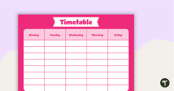 Go to Plain Pink - Weekly Timetable teaching resource