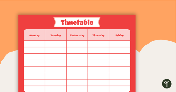 Go to Plain Red - Weekly Timetable teaching resource