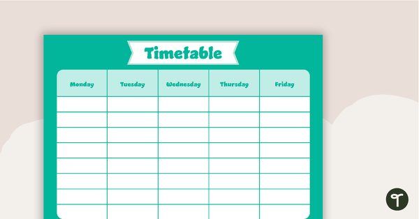 Plain Teal - Weekly Timetable teaching resource