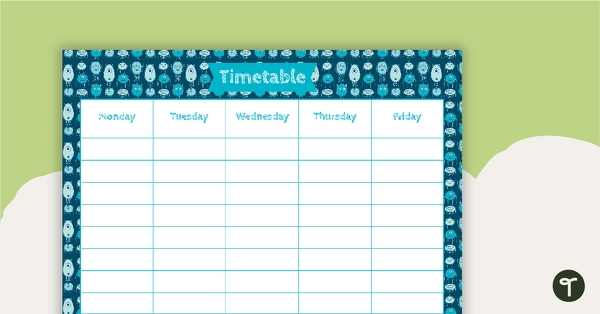 Go to Monster Pattern - Weekly Timetable teaching resource