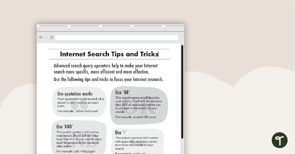 Go to Internet Search Tips and Tricks - Poster teaching resource