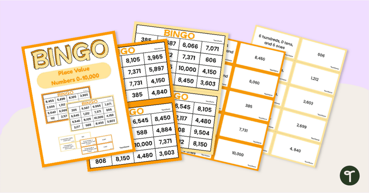 Place Value Bingo Game - Numbers 0-10,000 teaching resource