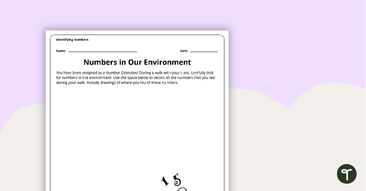 Numbers in Our Environment - Recording Sheet teaching resource