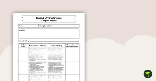 精准医疗view image for Guided Writing Group Progress Tracker - teaching resource