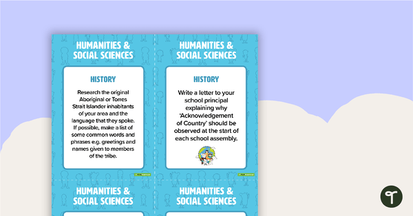 Fast Finisher Humanities and Social Sciences Task Cards - Year 3 teaching resource