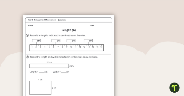 Preview image for Using Units of Measurement Worksheets - Year 3 - teaching resource