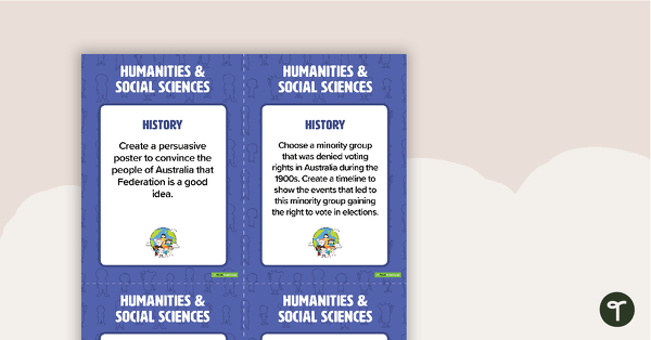 Fast Finisher Humanities and Social Sciences Task Cards - Year 6 teaching resource