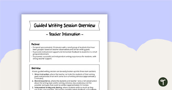 Guided Writing Session Overview and Group Organiser teaching resource