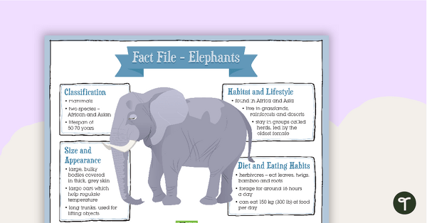 Informative Texts Writing Task - Elephants teaching resource