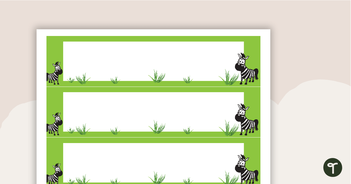 Zebra - Tray Labels teaching resource