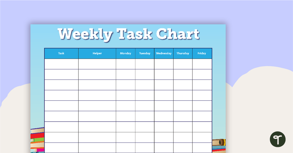 Books - Weekly Task Chart teaching resource