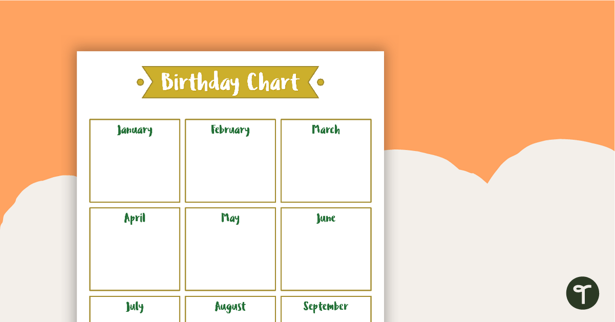 Lush Leaves White - Happy Birthday Chart teaching resource