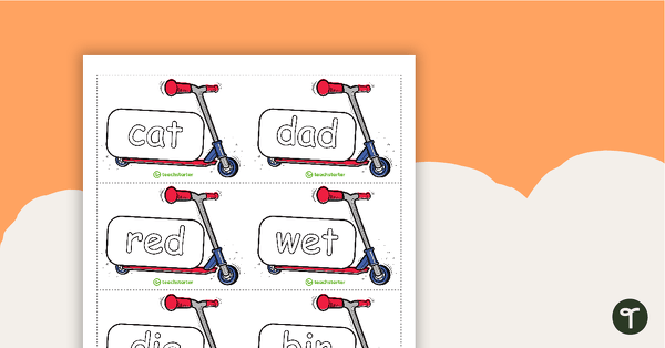 Image of Phonics Flashcards and Progress Tracker - Scooter Theme