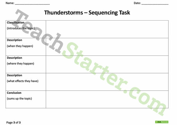 Sequencing Activity - Thunderstorms (Informative Text) teaching resource
