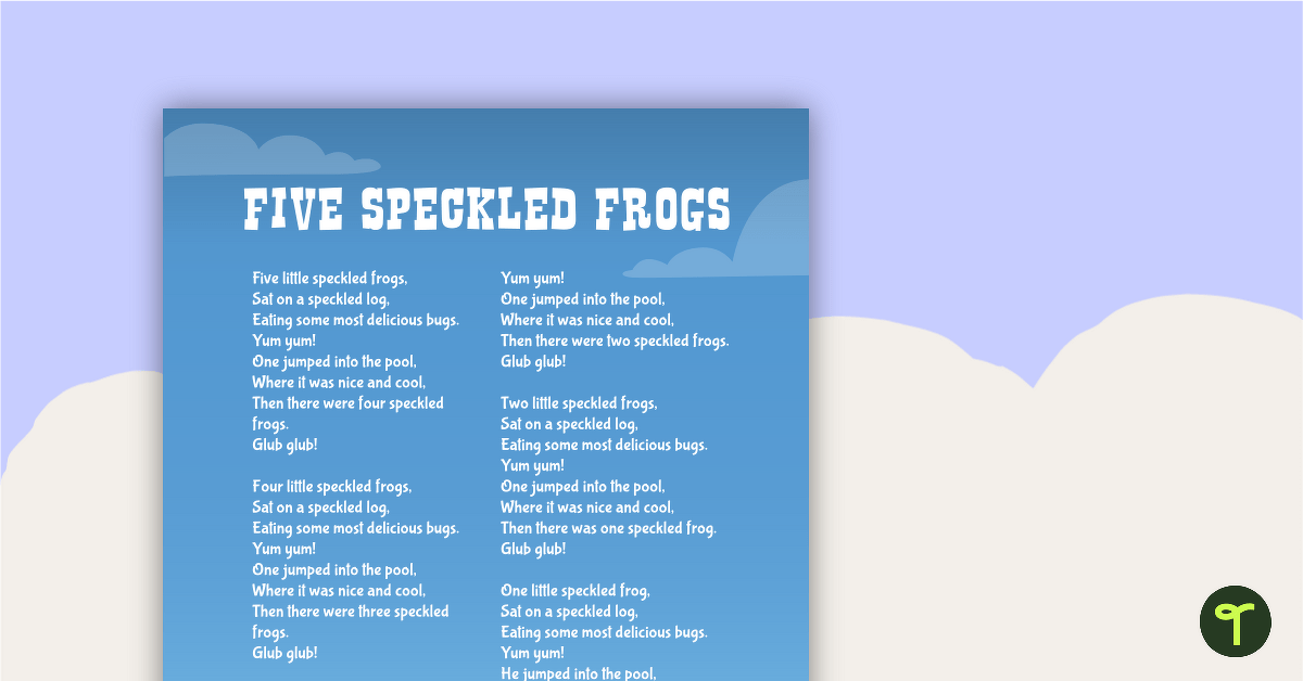 Five Speckled Frogs - Counting Rhyme Poster teaching-resource