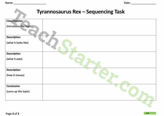 Sequencing Activity - Tyrannosaurus Rex (Informative Text) teaching resource