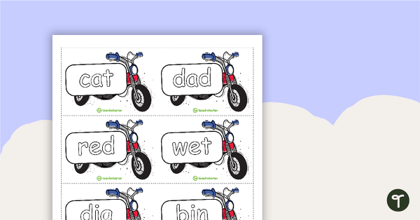 Preview image for Phonics Flashcards and Progress Tracker - Motorbike Theme - teaching resource