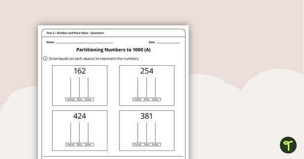 Number and Place Value Worksheets - Year 2 teaching resource