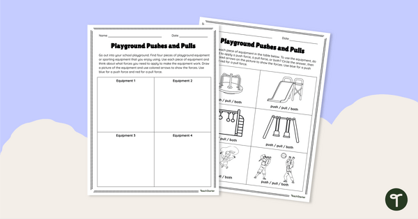 Preview image for Push and Pull - Playground Forces Worksheet - teaching resource