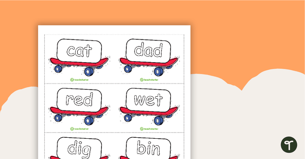 Preview image for Phonics Flashcards and Progress Tracker - Skateboard Theme - teaching resource