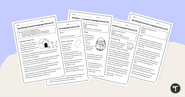 Preview image for Identifying Persuasive Language Worksheets - teaching resource