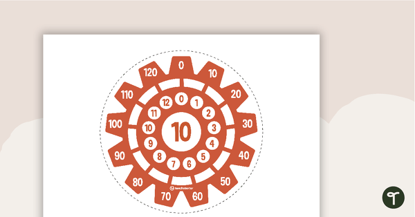 Preview image for Multiplication Gears - Multiplication Facts of 10 Poster - teaching resource
