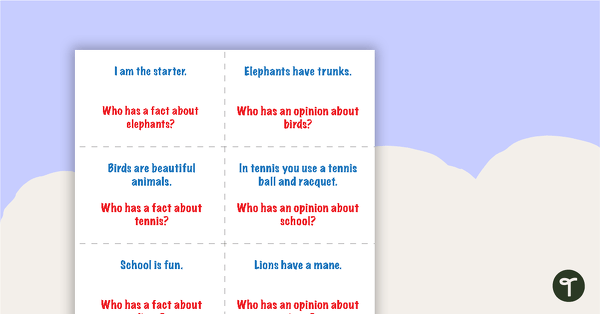 Preview image for I Have, Who Has? Fact and Opinion Game - teaching resource