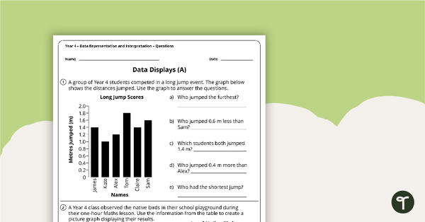 Preview image for Data Representation and Interpretation Worksheets - Year 4 - teaching resource