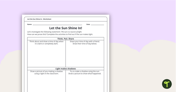 Preview image for Let the Sun Shine In! - Worksheet - teaching resource