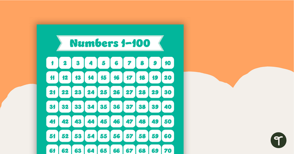 Preview image for Plain Teal - Numbers 1 to 100 Chart - teaching resource