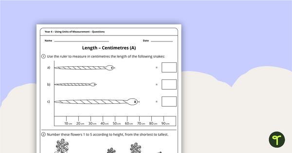 Go to Using Units of Measurement Worksheets - Year 4 teaching resource