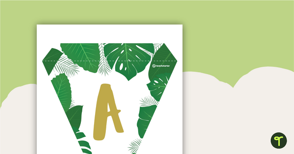 Lush Leaves White - Letters and Numbers Bunting teaching resource