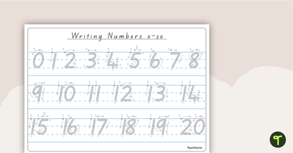 Go to Tracing Numbers 0-20 Handwriting Worksheet teaching resource