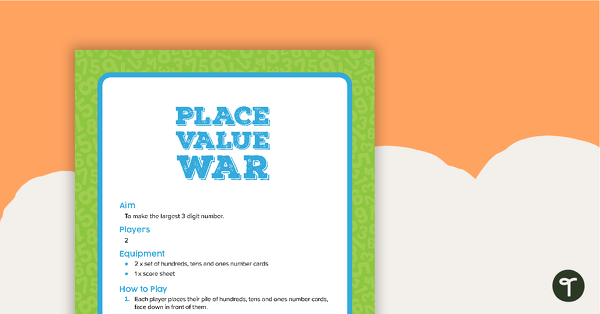 Preview image for Place Value War - Number Game - teaching resource