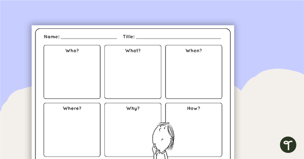 5 Ws and 1 H Planning Worksheet for Narrative Writing teaching resource