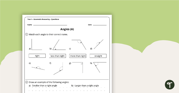 Preview image for Geometric Reasoning Worksheets - Year 4 - teaching resource
