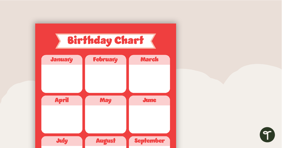 Plain Red - Birthday Chart teaching resource