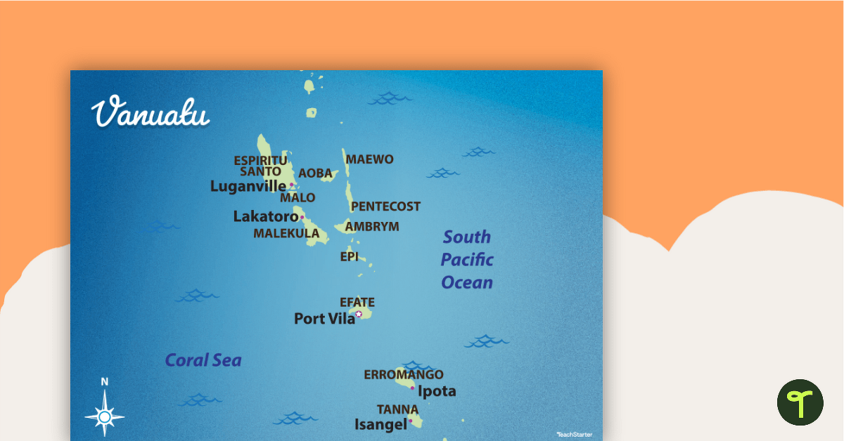 Map of Vanuatu teaching resource