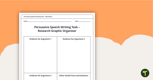 Persuasive Speech Writing Task teaching resource