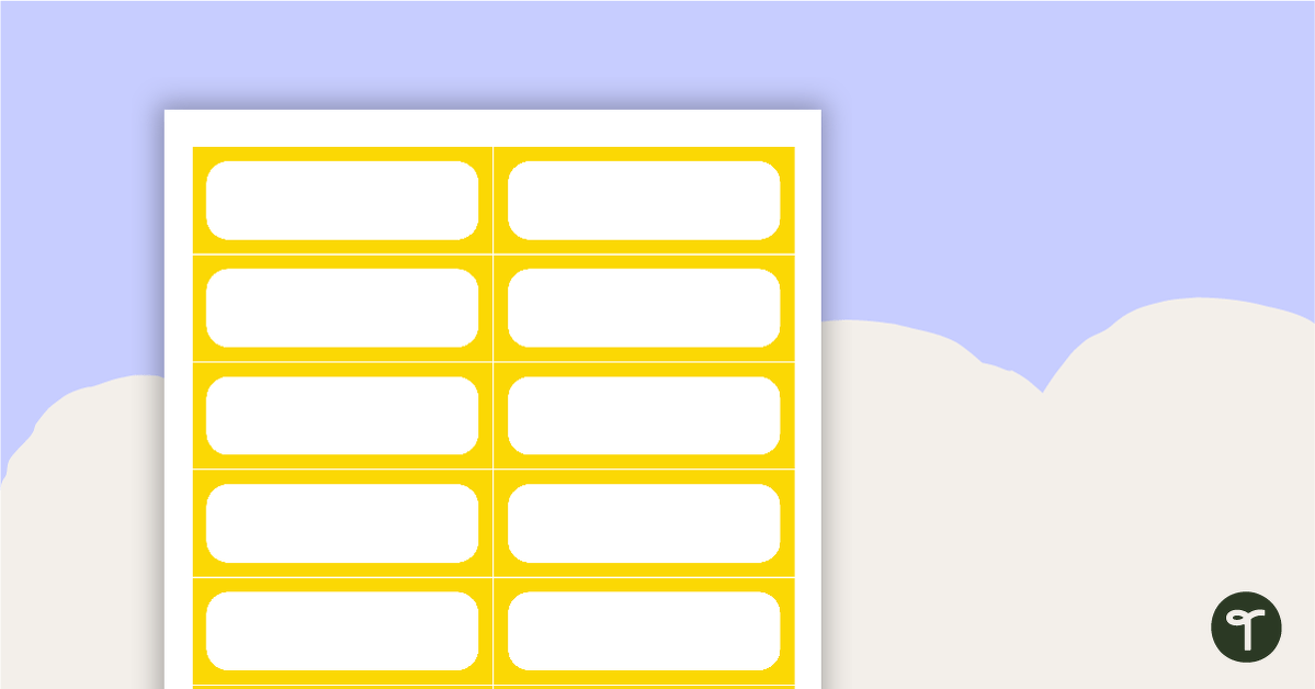 Plain Yellow - Name Tags teaching resource