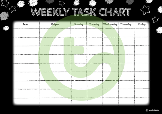 Funky Chalkboard BW - Weekly Task Chart teaching resource