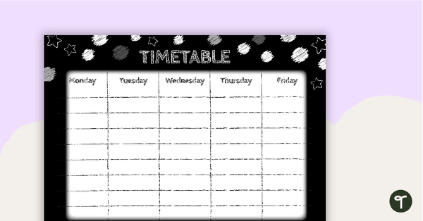 Go to Funky Chalkboard BW - Weekly Timetable teaching resource