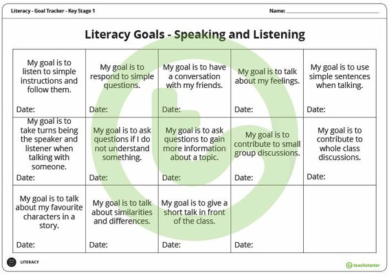 Goal Labels - Speaking and Listening (Key Stage 1) teaching resource