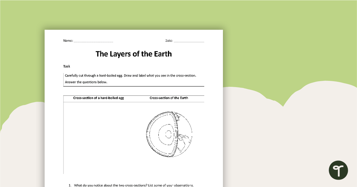 Layers of the Earth Worksheet teaching resource